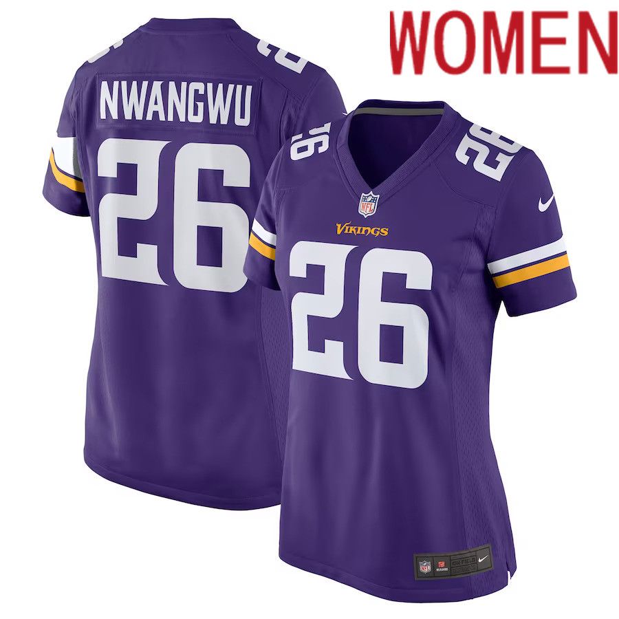 Women Minnesota Vikings #26 Kene Nwangwu Nike Purple Game NFL Jersey